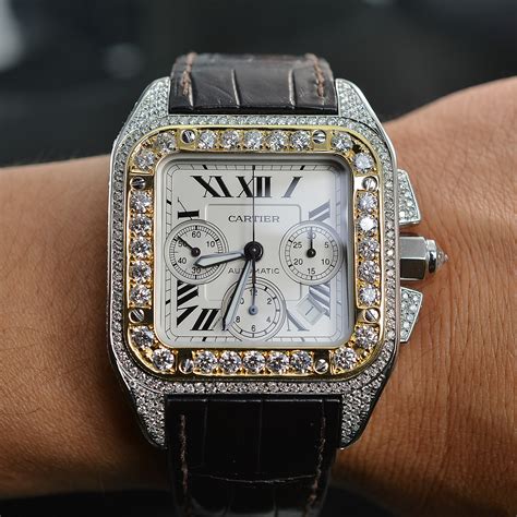 cartier santos gold ladies|cartier santos 100 xl diamond.